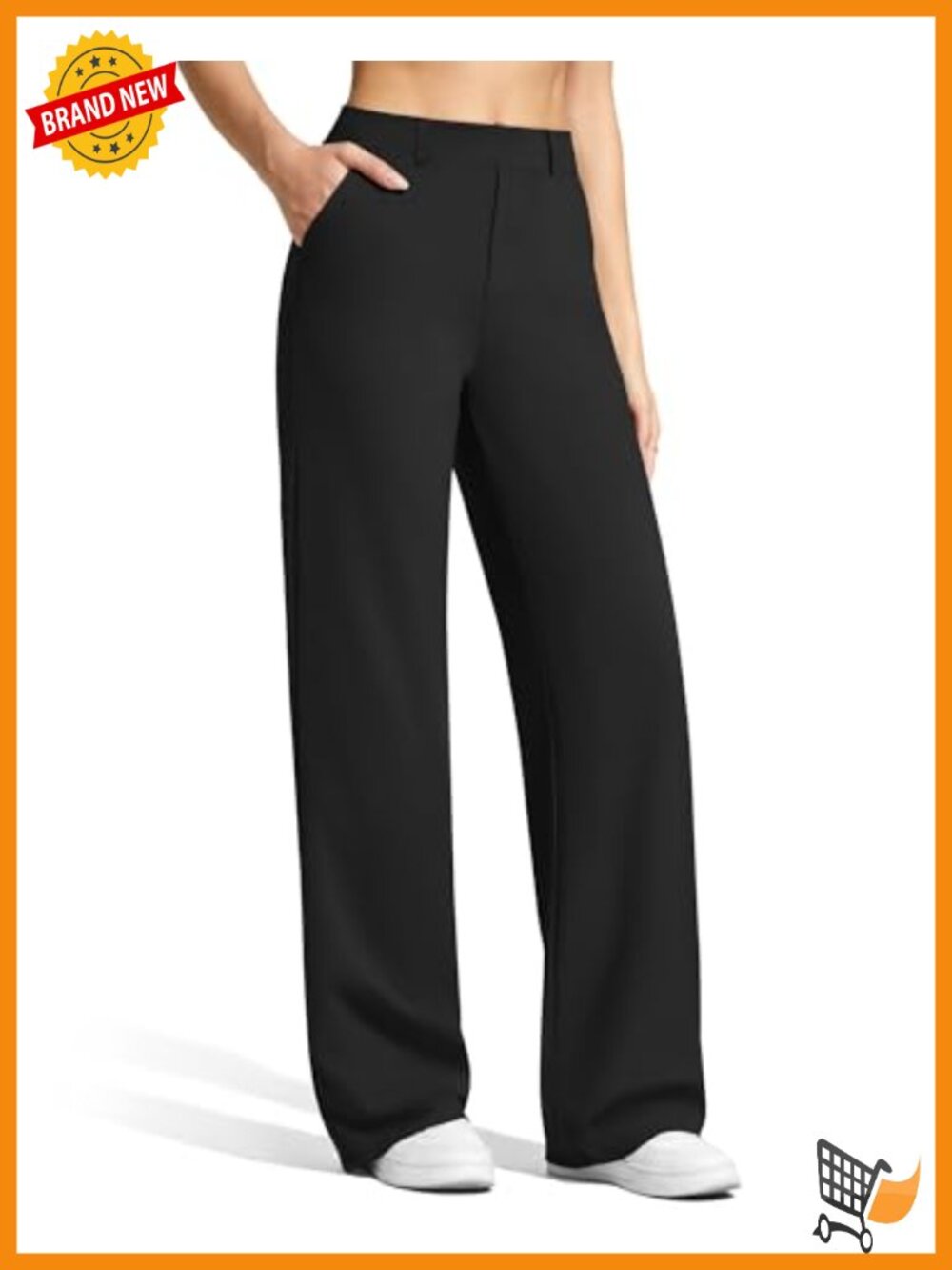 Wide Leg Dress Pants with Pockets Belt Loops Pull On High Rise